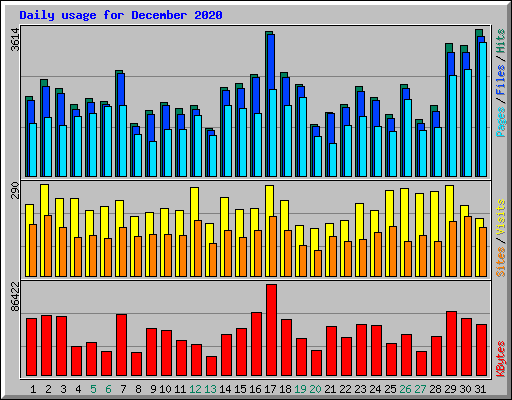 Daily usage for December 2020