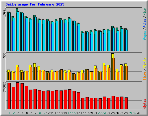 Daily usage for February 2025